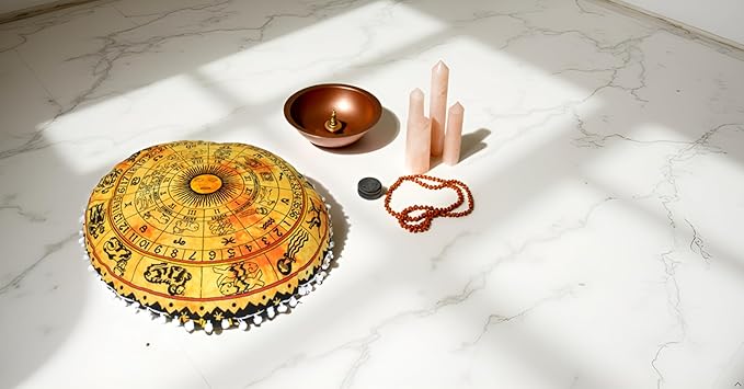 CRAFT KALA Boho Large Floor Pillow Pouf Cover Mandala Meditation Room Pillow Cover for Adults Round Bohemian Seating Pouf Cushion Cover for Kids Playroom 22" Yellow Zodiac - Bloomnest