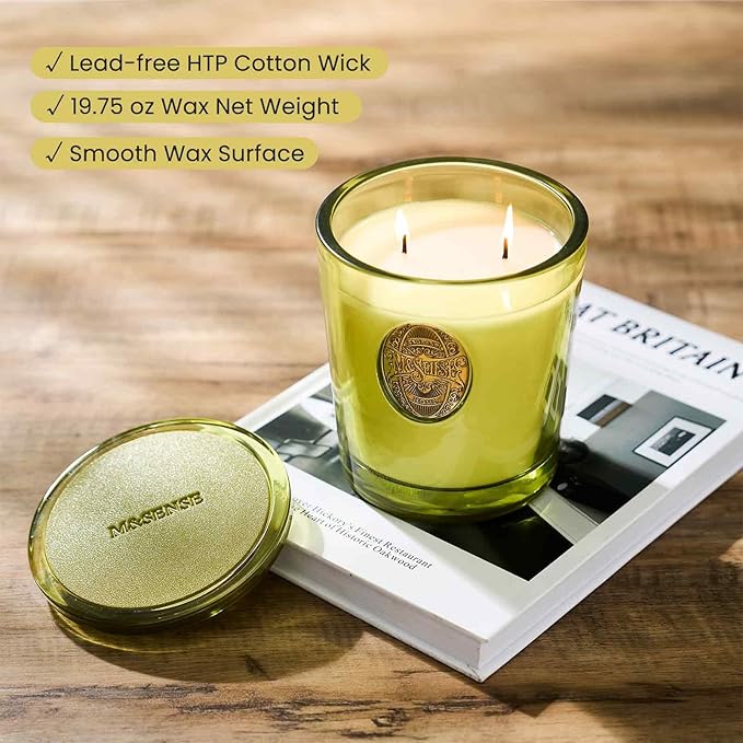 M&SENSE Large Two-Wick Soy Candle | Seattle Rainforest & Matcha Green |19.8 oz, 120H Burn Time | Luxury Scented Candle for Relaxation, Gifting, Home Décor | Ideal for Bedroom, Office, Party Ambiance - Bloomnest