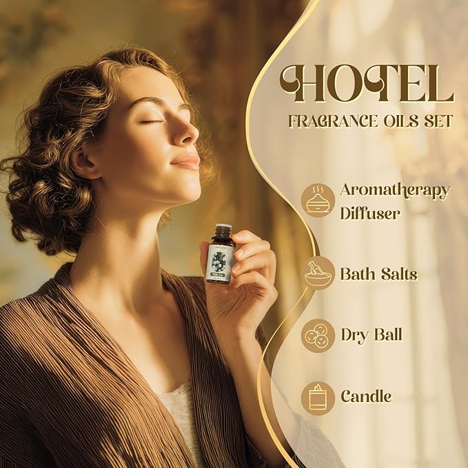 Hotel Fragrance Oils Set, Essential Oil Gift Set for Diffuser, Hotel Scent Diffuser Oil, Diffuser Scents Oil for Home, White Tea, Jasmine Mint, Sandalwood, Luxury Night, Seaside, Myway - Bloomnest