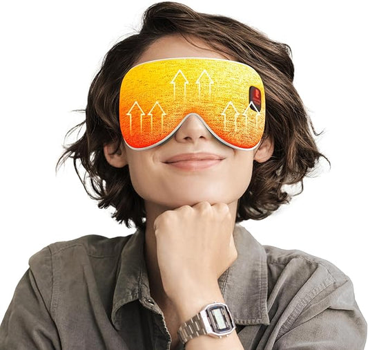 2025 Upgrade Heated Eye Mask, Cordless Warm Compresses for Dry Eyes, 3 Heat Levels, Graphene Material, 15 Uses, 1500mAh Rechargeable Battery, Washable Eye Heating Pad for Sleeping, Travel