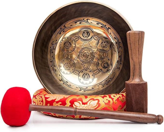 Large Tibetan Singing Bowl Set - 11" Master Healing Big Professional Grade For Sound Bath Chakra 7 Metal Meditation Yoga By Himalayan Bazaar HimalayanBazaar