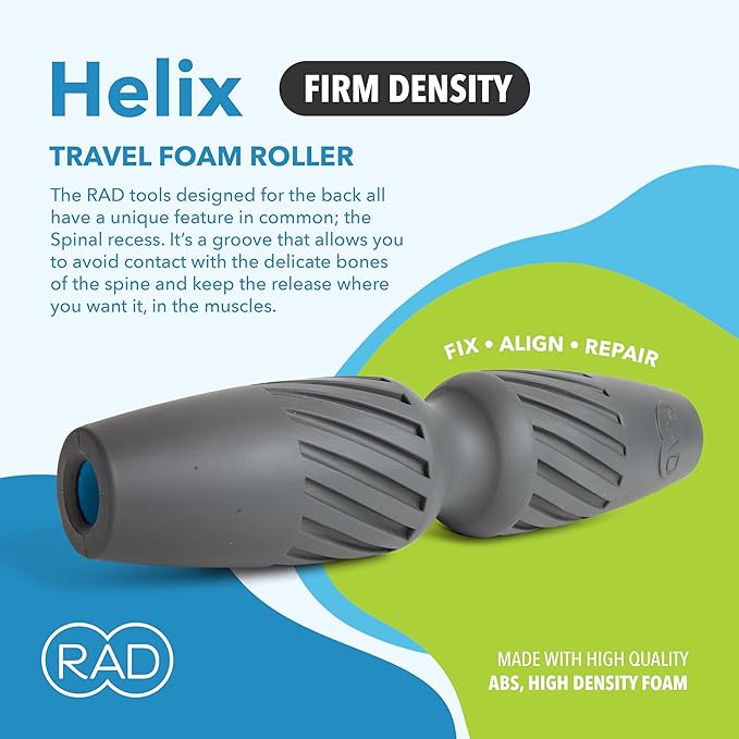 RAD Helix – Compact High-Density Exercise Foam Roller – Deep Tissue Myofascial Release for Back, Quads, Hamstrings & More – Muscle Recovery Tool for Stretching & Mobility - Bloomnest
