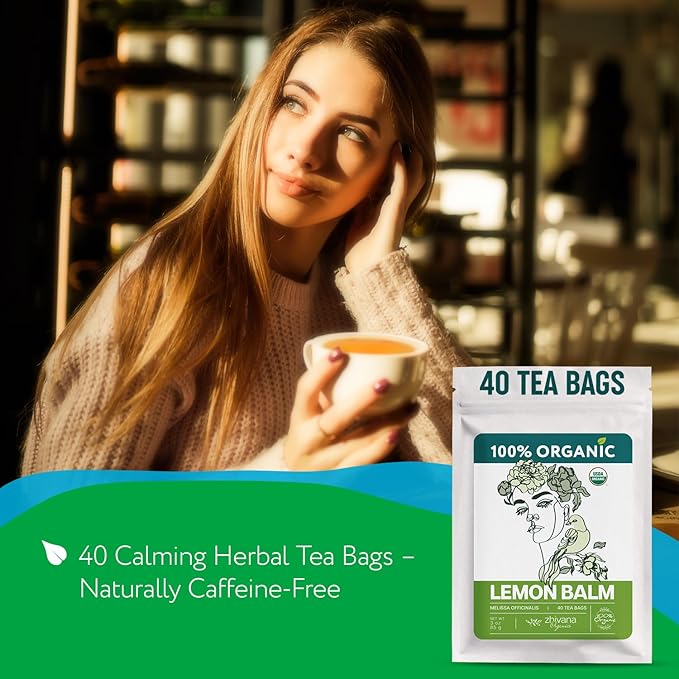 Lemon Balm Tea Organic (40 Tea Bags) - Melissa Tea, Te de Tolonjil – Calming Herbal Infusion for Sleep, Emotional Balance - Bloomnest
