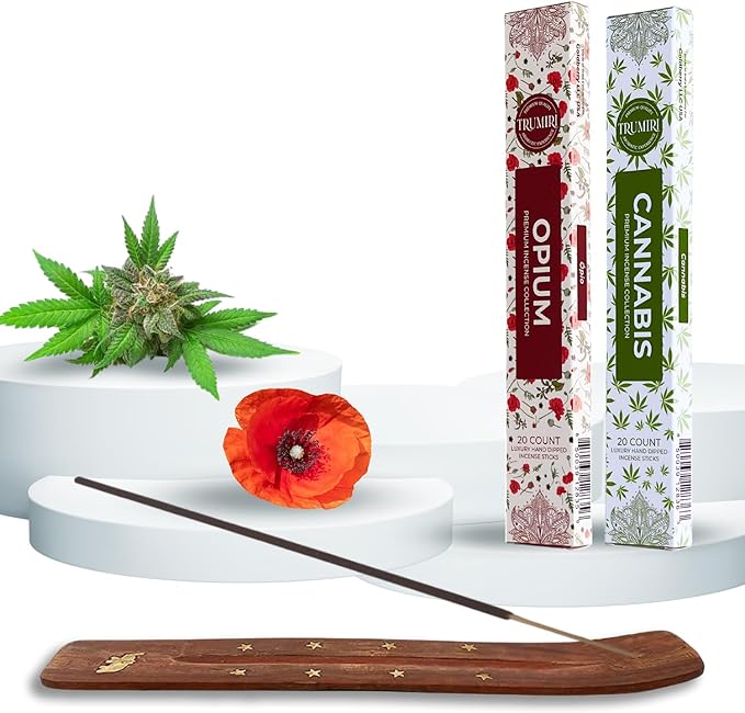 Trumiri Incense Sticks - Combo Pack of 40 Insence-Sticks - 20 Opium + 20 Cannabis - Insenses - Insents - Incents - Inscense - Incence - Incienso - All Natural Incense Sticks TRUMIRI