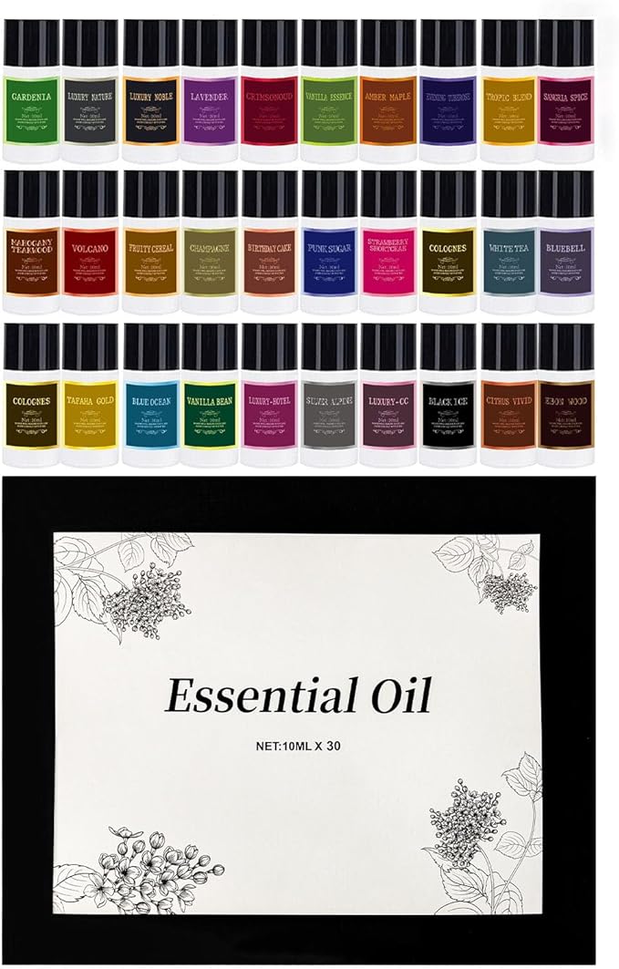 Car Air Freshener Refill Cologne Aromatherapy Oil 30 PCS, Essential Oils Mixed Fragrance Set for Car Diffusers (No Diffuser Included) - Bloomnest