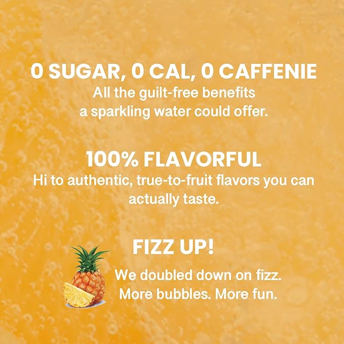 CHI FOREST Pineapple Sparkling Water Beverage, Zero Sugar Drinks, Zero Artificial Flavor, 11.16 fl oz Cans (Pack of 24) - Bloomnest