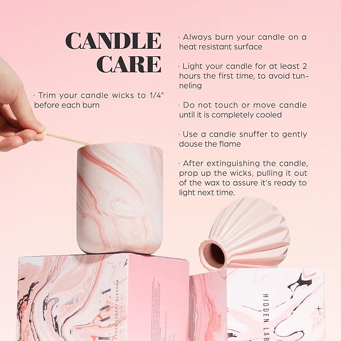 Hidden Label Scented Soy Candles, Large Candle 12oz Japanese Cherry Blossom Ceramic Jar Lava Collection, Gorgeous Gifts for Birthday Thanksgiving Christmas - Bloomnest