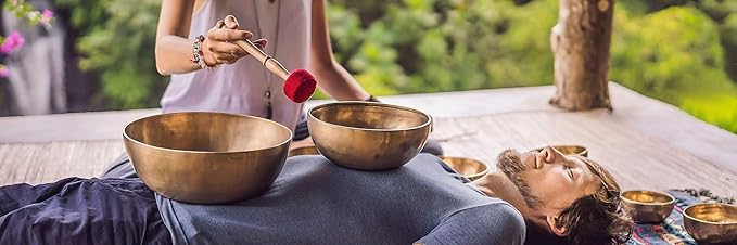 10" Large Master Healing Hand hammered Tibetan Singing Bowl ~ Great for Meditation, Yoga, Sound Bath, Mindfulness, Relaxation ~ Cushion, Wooden Mallet & Drumstick Included - Bloomnest