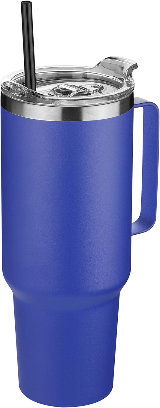 HASLE OUTFITTERS 40 oz Stainless Steel Tumbler with Handle, Vacuum Insulated Tumblers Bulk, Reusable Double Wall Travel Coffee Mug, Durable Powder Coated Water Bottle(Dark Blue, 1) - Bloomnest