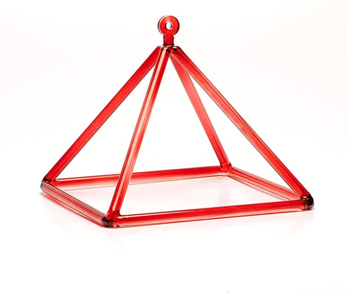 TOPFUND Red Crystal Singing Pyramid 10 inch with Carrying Case and Quartz Suede Mallet