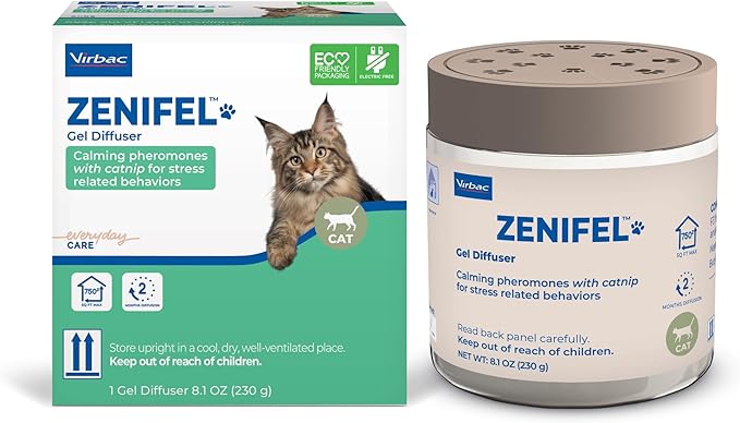 Virbac Zenifel Gel Diffuser for Managing Stress-Related Behaviors in Kittens & Cats - No Electricity Needed - Lasts Up to 2 Months - 1 Diffuser - Bloomnest