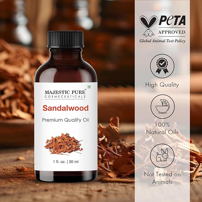 Majestic Pure Sandalwood Essential Oil with Glass Dropper - 1 Fl Oz - 100% Pure and Natural Sandalwood Oil - Premium Grade Essential Oils for Diffuser, Aromatherapy, Soap and Candle Making - Bloomnest