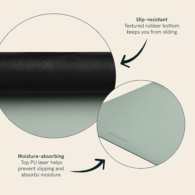 Retrospec Laguna 5mm Yoga Mat - Fitness Mat for Women, Men & Children, Slip-Resistant and Moisture Absorbing Exercise Mat for Home, Pilates, Yoga and Floor Workouts - Bloomnest