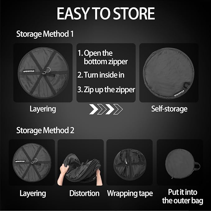 Herb Drying Hanging Mesh Rack - 1ft Diameter (D12xH21 inch) 2+1 Layer, Foldable Plant Drying Net with U-Shaped Zipper & Storage Pouch - for Herbs, Plants, Flowers, Fruits, Food - Bloomnest