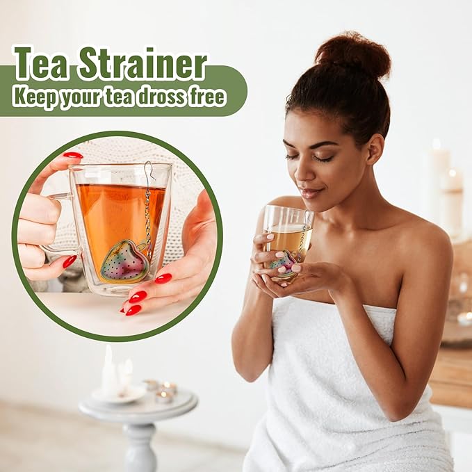 Sumind 25 Pcs Heart Tea Strainer Stainless Steel Ball Infuser Loose Leaf Steeper Interval Diffuser Mesh Filters with Extended Chain Hook for Cup Bottle Tea Party Wedding Bridal Shower (Various) - Bloomnest