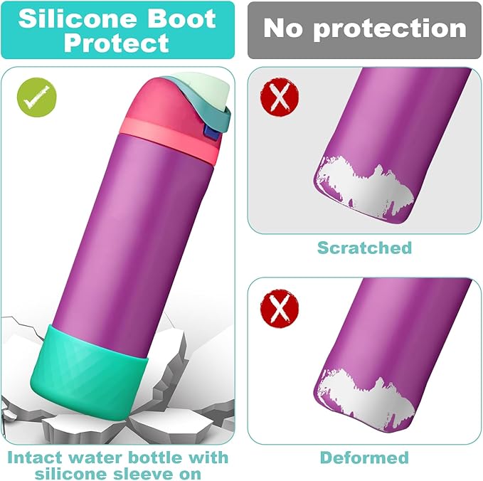 2PCS Silicone Water Bottle Boot for Owala 24oz 32oz 40oz, Anti-Slip Protective Sleeve Bottom Bumper Protector for FreeSip, Twist, and Flip Stainless Steel Water Bottles Alwenid