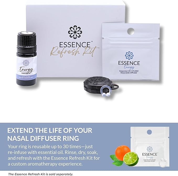 Essence Wearable Aromatherapy Nasal Diffuser – Energy Blend Essential Oil Nose Ring – Personal Scent Clip for Travel, Work & Everyday Use – Made in USA - Bloomnest
