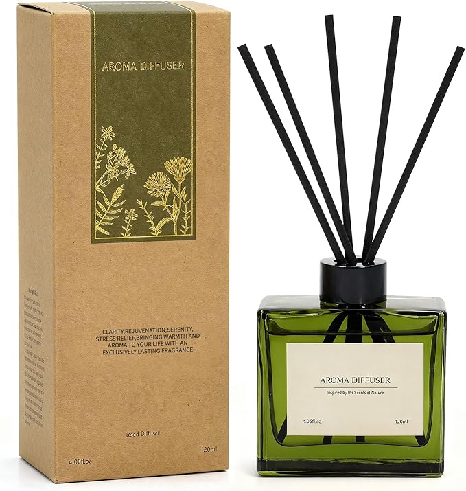 Reed Diffuser, 4 oz Jasmine Lily Scent Diffuser with 7 Sticks, 90 Days Long Lasting Reed diffusers for Home, Elegant Fragrance for Bathroom Bedroom Office Decor, Air Fresh - Bloomnest