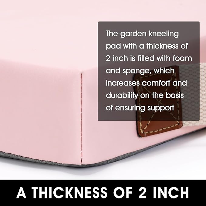 HappyPicnic Waterproof Kneeling Pad for Garden or Bath, 2 inch Thick Soft Foam Kneeler Mat for Gardeners Knee Support or Bathtub Bathing with Handle and Removable Cover - Pink - Bloomnest