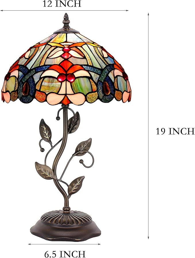 Tiffany Lamp Table Lamp Stained Glass Desk Lamps 12X12X19 Inches Reading Light Decor Bedroom Living Room (Blue Pink Liaison Style) - Bloomnest