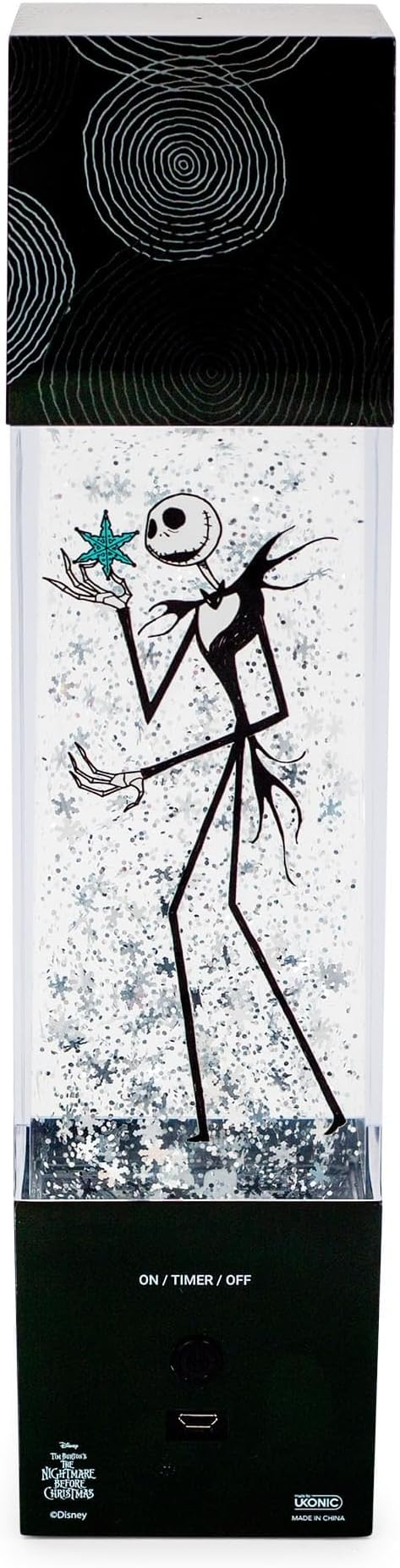 Nightmare Before Christmas Disney The Jack Skellington Glitter Motion Mood Light | Nightstand Table Lamp for Bedroom, Desk | 12 Inches Tall - Bloomnest