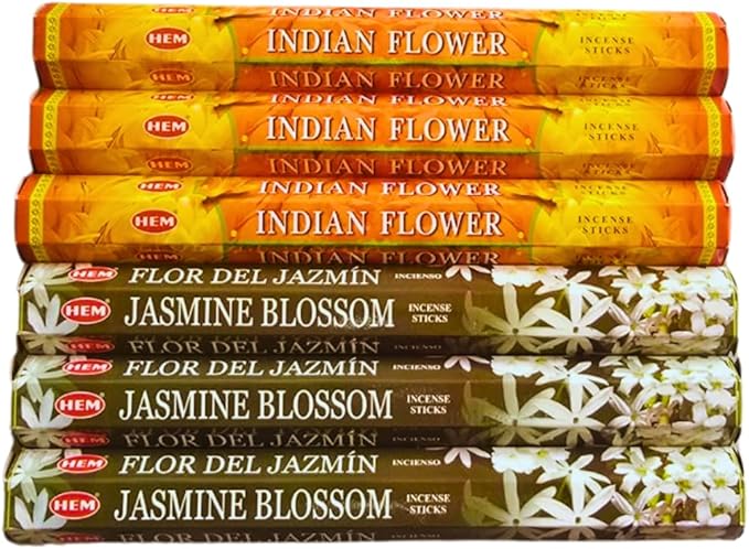 Sandalwood & Vanilla Incense from Hem Bundled with ANKCIENSE Incense Holder Bundle, Variety Pack of 120 Sticks (Indian Flower & J Blossom) ANKCIENSE