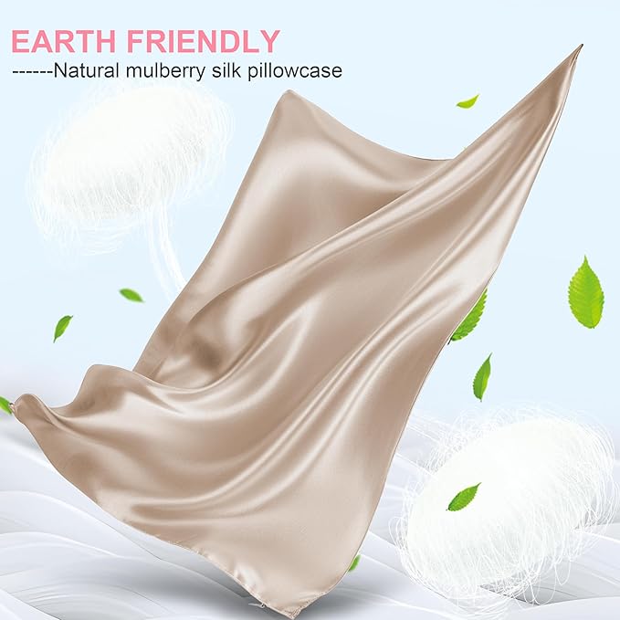 Mulberry Silk Pillow Cases 2 Pack Standard Size 20x26 Inches with Hidden Zipper, Ultra Smooth and Soft Breathable Cooling Silk Satin Pillowcase Set of 2, Better for Hair and Skin, Gifts for Women Men - Bloomnest