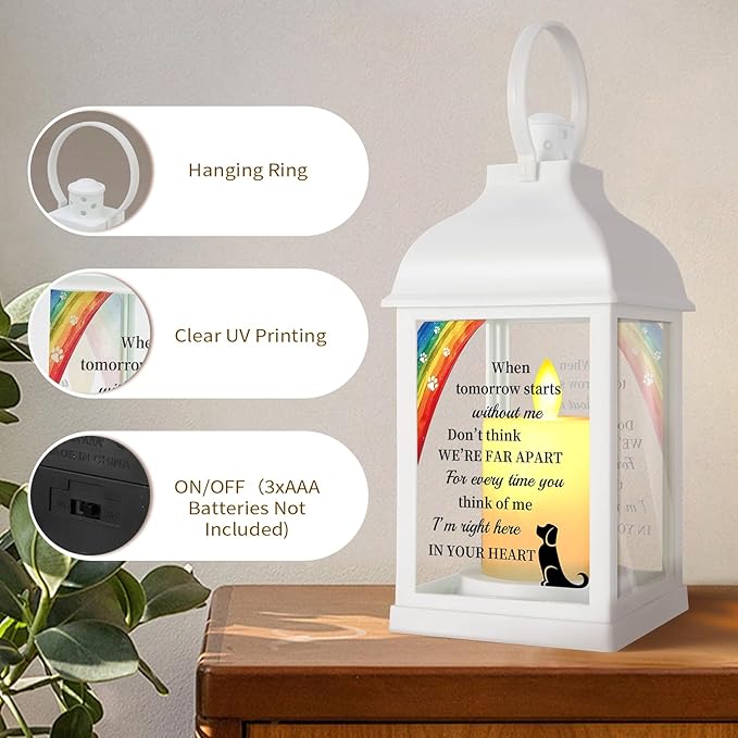 Dog Memorial Gifts with Remote - Sympathy Bereavement Gifts for Loss of Dog, Rainbow Bridge Memorial Lantern for Grieving Pet Owner - Bloomnest