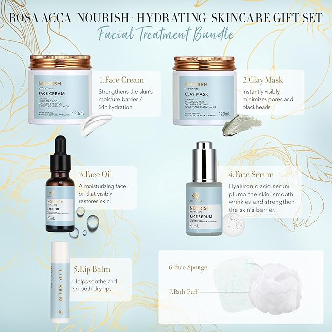 30pcs Valentines Day Gifts for Men & Women, Spa Gift Set, Ylang Facial Skin Care Set, Face Cream, Bath Oil, Serum, Shower Accessories, Clay Mask, Bath & Body Set, Birthday, Christmas, Dad, Mom