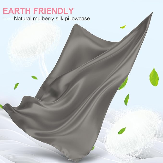 Mulberry Silk Pillow Cases Queen Size with Hidden Zipper, Ultra Smooth and Soft Breathable Cooling Silk Satin Pillowcase for Hair and Skin, Gifts for Women Men (Dark Grey, 20x30 Inches, 1 Pack) - Bloomnest