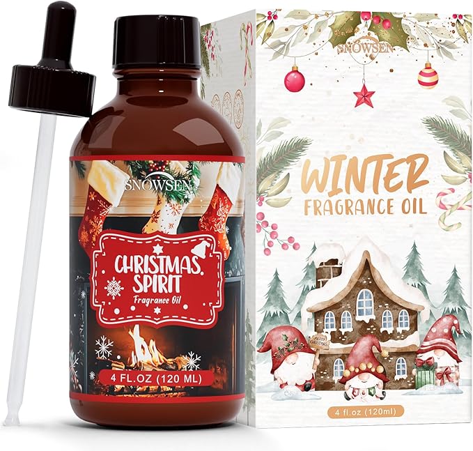 Christmas Spirit Fragrance Oil, Huge 4 Fl Oz, Premium Grade Winter Essential Oil for Diffuser and Aromatherapy, Christmas Scent for Soap Making, DIY Candle, Spray, Long Lasting Seasonal Scents - Bloomnest