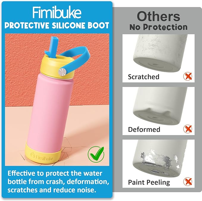 Fimibuke Kids Insulated Water Bottle, 18oz BPA FREE 18/8 Stainless Steel Kids Cup with Straw Travel Tumbler Double Wall Vacuum Leak Proof Toddler Water Bottle for School Boys Girls(1 Pack, Turquoise) - Bloomnest