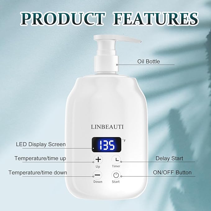 Massage Oil Warmer with Two Oil Bottle, Lotion Bottle Warmer Heater, Smart Touch Key Electric Warm Lotion Dispenser, Lube Gel Cream Warmer for Home Pro Salon Spa Massage (White) - Bloomnest