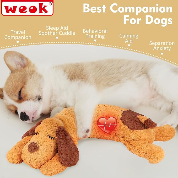 Heartbeat Puppy Toy, Comfort Cuddler Pillow, Dog Anxiety Relief Calming Aid,Heartbeat Stuffed Toy for Dogs,Puppy Heartbeat Toy Sleep Aid,Dog Heartbeat Toy for Pet - Bloomnest