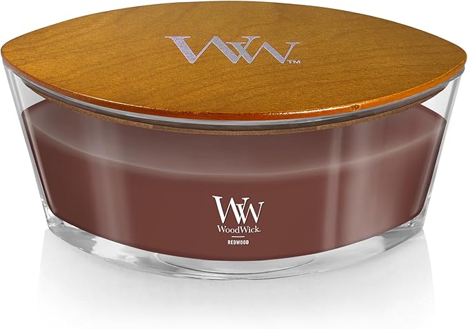WoodWick Redwood Holiday Candle Gifts for Women and Men, 16 oz Ellipse Candle with Crackling Wick - Bloomnest