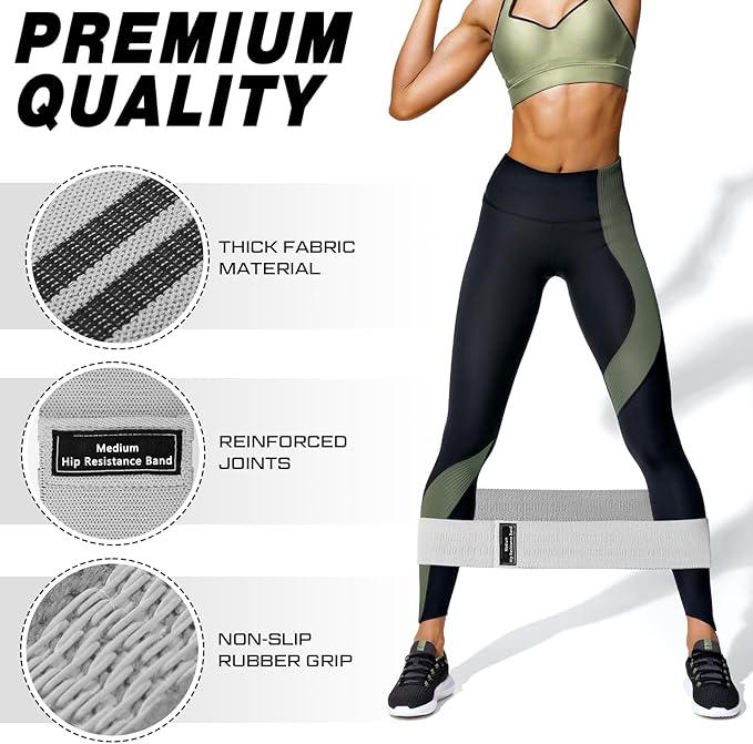 24 Pcs Fabric Resistance Bands for Working Out Strength Exercise Bands for Women Men Resistance Loop for Legs and Butt, Yoga, Pilates, Rehab, Fitness and Home - Bloomnest