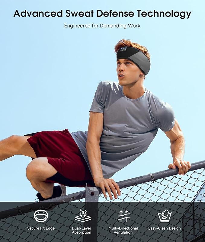 MUSICOZY Sleep Headphones Bluetooth 5.4 Headband, Wireless Earphones Music Sleep Earbuds Sleeping Eye Mask with HD Stereo Speakers for Workout Running Travel Yoga, Ideal Gifts for Women Men - Bloomnest