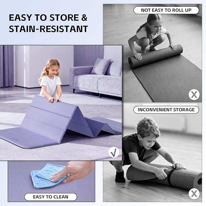Extra Thick Foldable Yoga Mat-0.4" (10mm), SGS Certified TPE, Non-Slip & No Smell, 12-Fold Design for Ultra Portability And Easy Storage | for Yoga, Gym, Pilates, and Home Workouts, 76" x 26" - Bloomnest