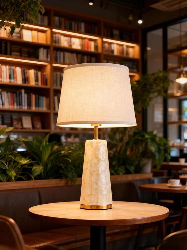 Coastal Table Lamps for Bedroom Nightstand Set of 2, Touch Control Ocean Beach Nautical Seashell Lamp, Modern Sea Shell Bedside Night Stands Light for Beachy Cottage Farmhouse Decor (Gold) - Bloomnest