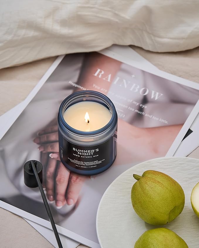 M&SENSE Summer's Night Scented Candle, All Natural Soy Wax Clean Non Toxic Manly Candle for Home, 7.05oz Up to 50 Hours Burn Time in Glass Jar for Bedroom - Bloomnest
