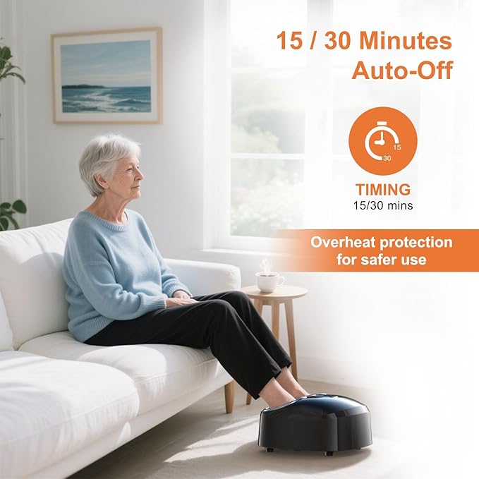Shiatsu Foot Massager with Heat Feet Massager for Plantar Fasciitis, Neuropathy with Air Compression, Deep Kneading, Multiple Modes & Adiustable Intensity, Gifts for Women Men, Size 13 - Bloomnest