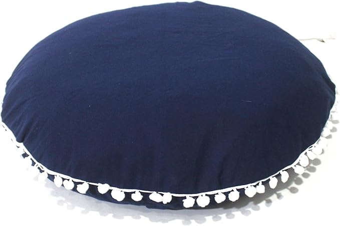 CRAFT KALA Meditation Floor Pillow Cover, Round Large Pillows Cover Seating for Adults, Bohemian Mandala Circle Cushions Cover for Outdoor Fireplace Yoga Living Room (Blue, 32" Round) - Bloomnest