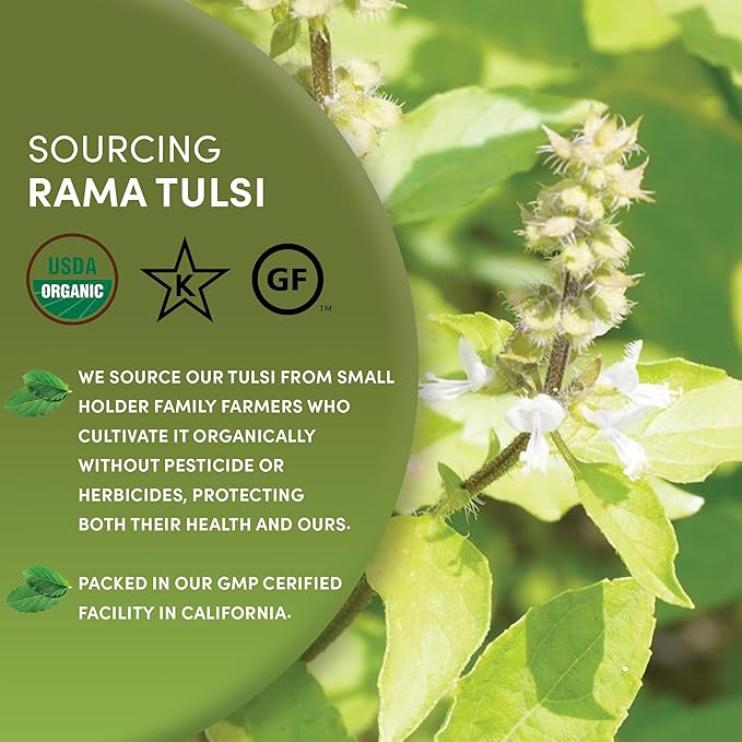 Worldwide Botanicals Organic Holy Basil Tea, 8oz - Tulsi Rama - Loose Leaf Premium Herbal Tea, 100% Pure Tulsi Holy Basil, Fair Trade, Adaptogenic, Kosher - Bloomnest