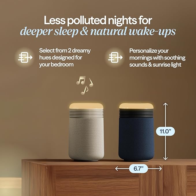 BLUEAIR Purifier for Bedroom - Mini Restful - Sunrise Clock with HEPASilent Filtration and Wake Up Light - Cleans Air and Supports Circadian Rhythm - USB-C and App Connectivity, Blue - Bloomnest