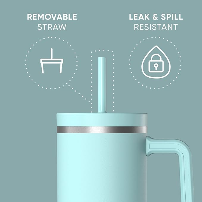 Hydrapeak Voyager 40 oz Tumbler with Handle and Straw Lid | Reusable Stainless Steel Water Bottle Travel Mug Cupholder Friendly | Insulated Cup (Alpine) - Bloomnest