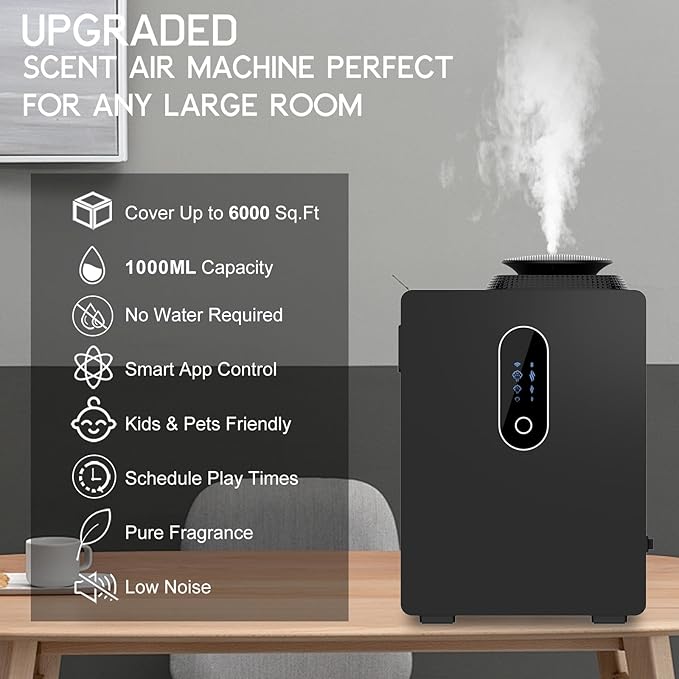 2025 Upgraded HVAC Scent Diffuser Machine, WiFi Control, Coverage 6000 Sq.Ft, Scent Air Machine for Home 1000ML, Waterless Cold Air Aromatherapy Essential Oil Hotel Scent Diffuser for Large Room - Bloomnest