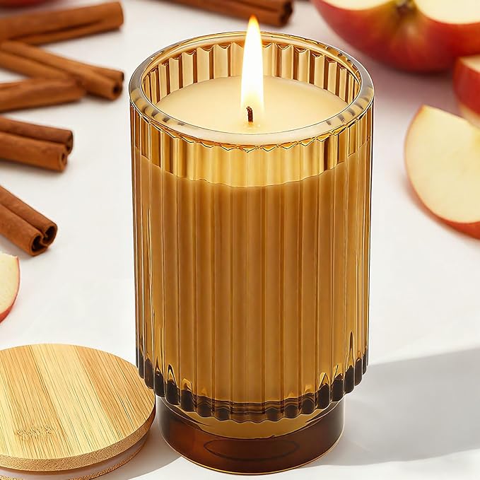 Apple Cinnamon Scented Candle Fall Candles, 70 Hours Long Burning Natural Soy Candle, Autumn Candle Gift, Luxury Candles Gifts for Women & Men, House Warming Gift - Bloomnest