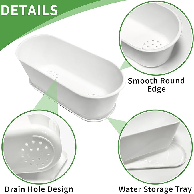 5 Set Window Herb Planter Box Rectangular,8.5x3.5 Inch White Plastic Planters with Multiple Drainage Holes and Trays,Indoor Succulent Cactus Mint Flower Pot for Windowsill,Garden Balcony - Bloomnest