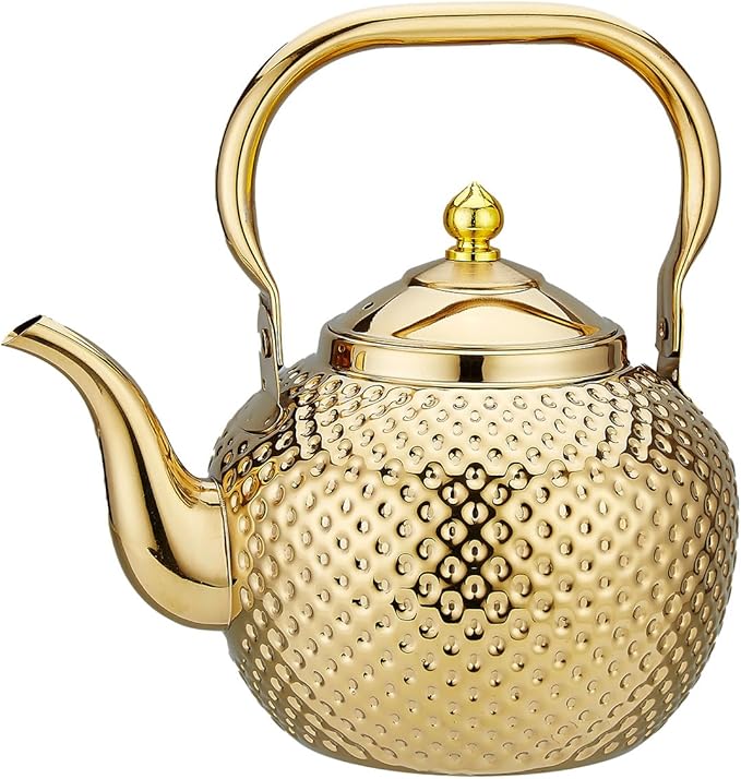 SANQIAHOME 1500ml teapot with Infuser stainless steel Water Boilers lifting handle Tea Maker Water Kettle for Induction/Gas gold - Bloomnest