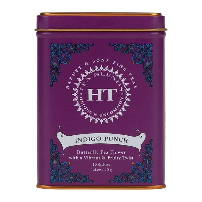 Harney & Sons Indigo Punch, Butterfly Pea Flower Tea with Fruity Flavors, HT Line, 20 sachets - Bloomnest